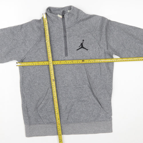 Jordan Boys Grey 1/2 Zip Hoodie Sweatshirt 10-12 Years Cotton Blend