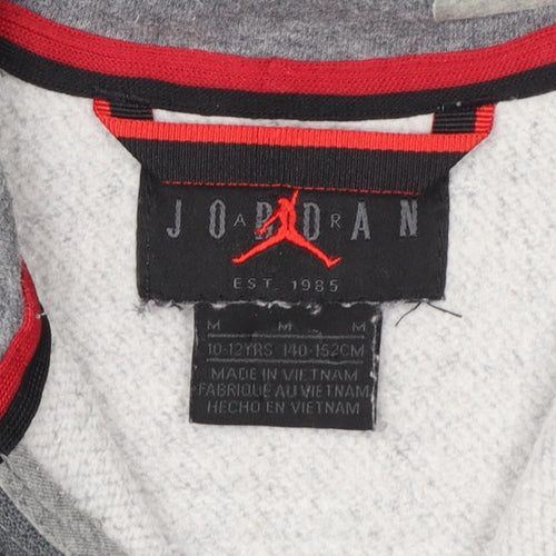 Jordan Boys Grey 1/2 Zip Hoodie Sweatshirt 10-12 Years Cotton Blend