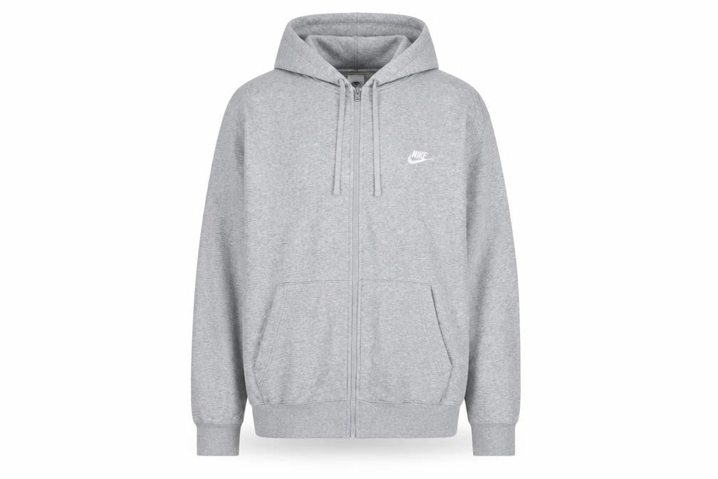 Front view of Nike men’s grey full zip hoodie sweatshirt xl regular fit