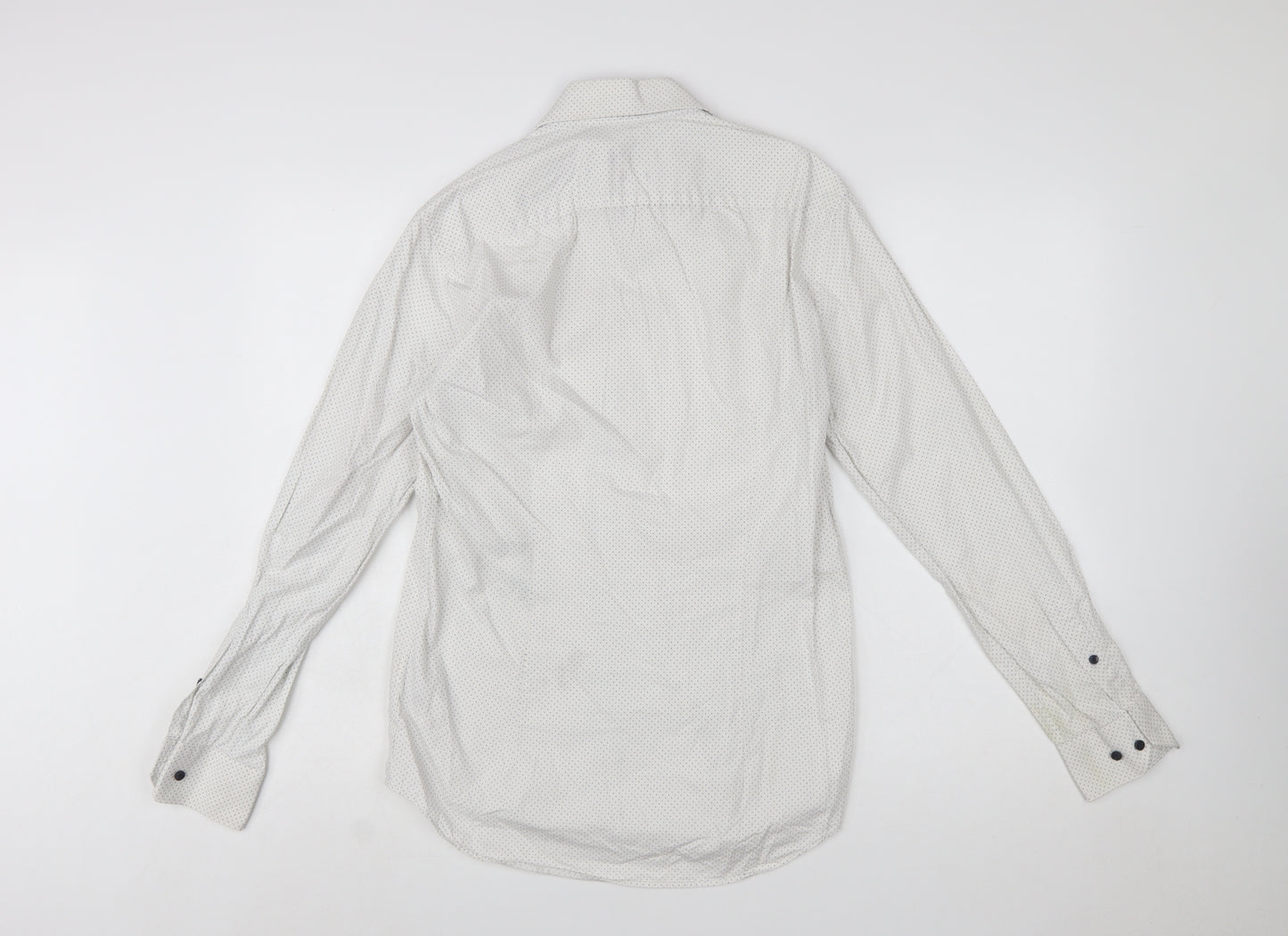 Tommy Hilfiger Men's White Slim Fit Polka Dot Button-Up Shirt Size 15