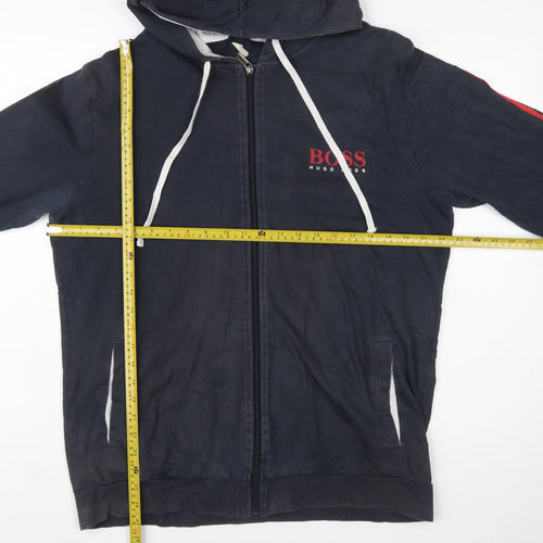 Hugo Boss Men's Blue Full Zip Hoodie XL Logo Design