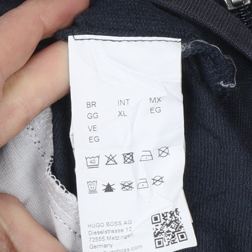 Hugo Boss Men's Blue Full Zip Hoodie XL Logo Design