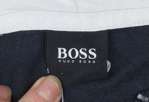 Hugo Boss Men's Blue Full Zip Hoodie XL Logo Design