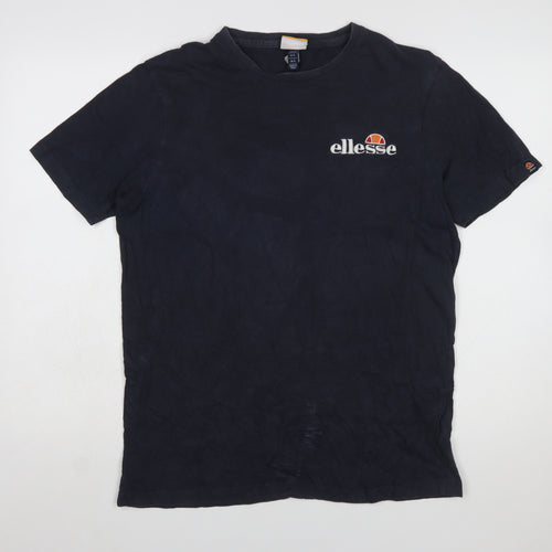 Ellesse Men's Blue Regular Fit Cotton Crew Neck Logo T-Shirt L