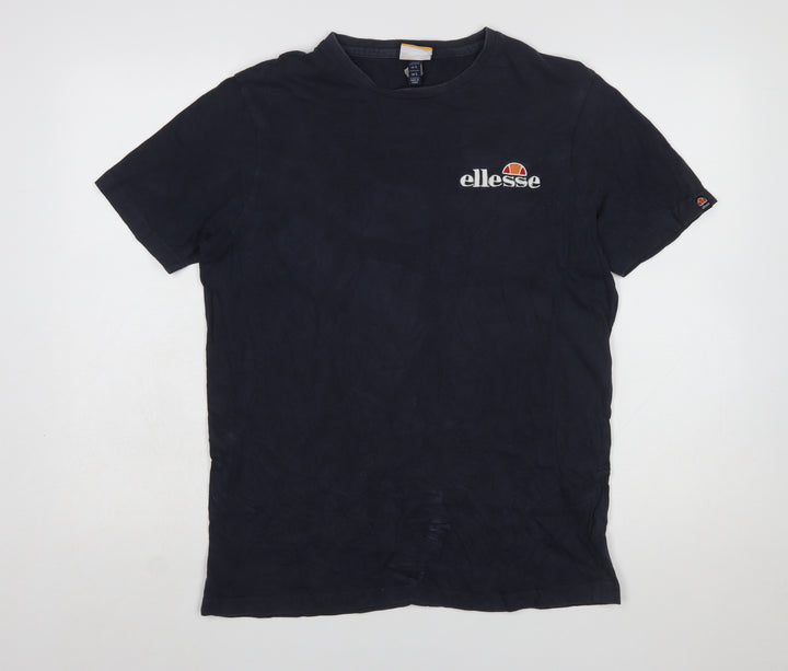 Ellesse Men's Blue Regular Fit Cotton Crew Neck Logo T-Shirt L