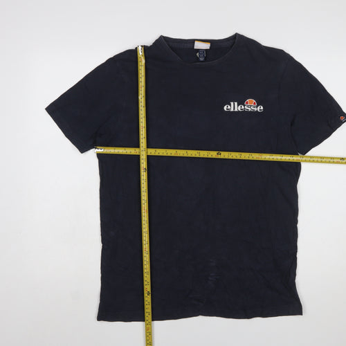 Ellesse Men's Blue Regular Fit Cotton Crew Neck Logo T-Shirt L