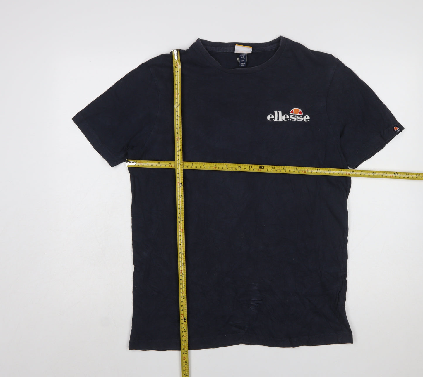 Ellesse Men's Blue Regular Fit Cotton Crew Neck Logo T-Shirt L