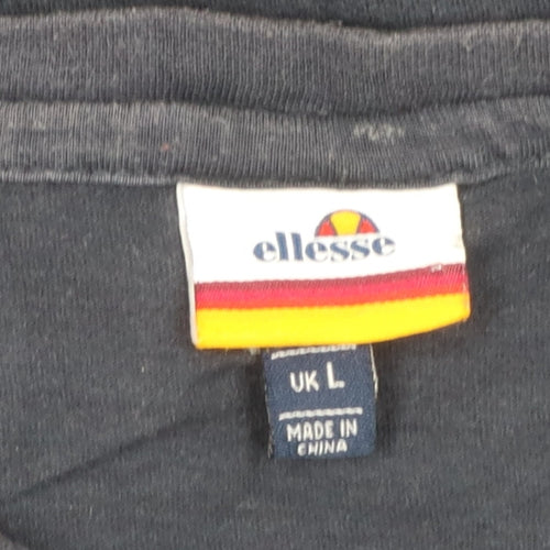 Ellesse Men's Blue Regular Fit Cotton Crew Neck Logo T-Shirt L
