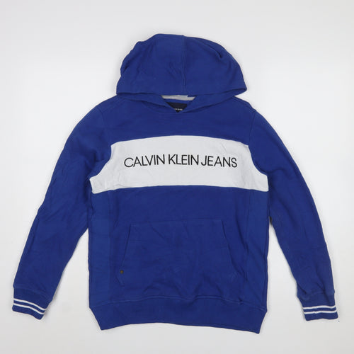 Calvin Klein Jeans Boys Blue Pullover Hoodie M (10/12) Cotton Blend