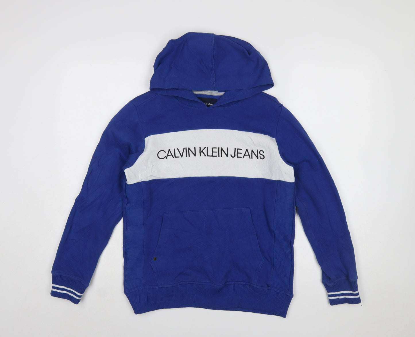 Calvin Klein Jeans Boys Blue Pullover Hoodie M (10/12) Cotton Blend