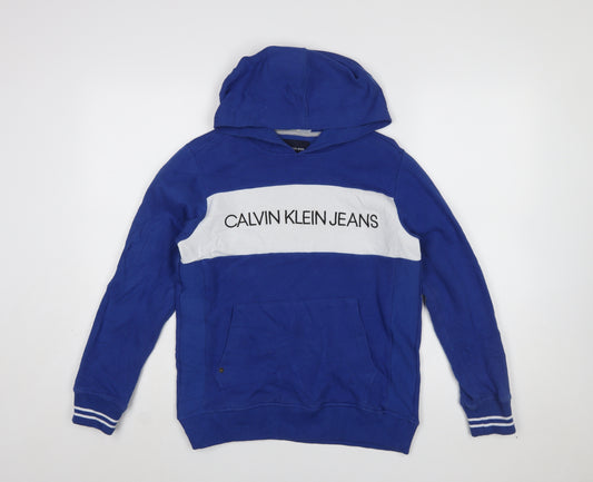 Calvin Klein Jeans Boys Blue Pullover Hoodie M (10/12) Cotton Blend