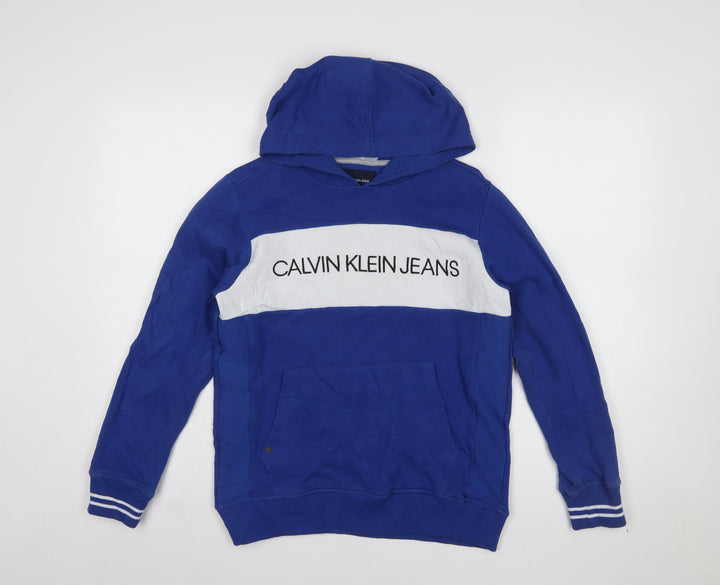 Calvin Klein Jeans Boys Blue Pullover Hoodie M (10/12) Cotton Blend