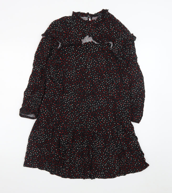 New Look Women's Black Floral Ruffle Shift Dress Size 8