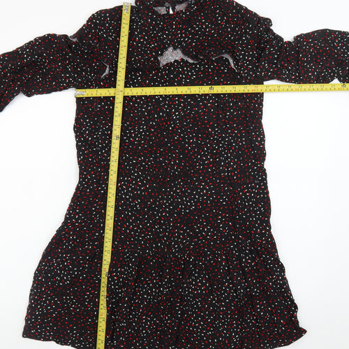 New Look Women's Black Floral Ruffle Shift Dress Size 8
