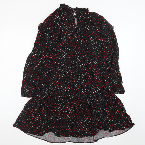 New Look Women's Black Floral Ruffle Shift Dress Size 8