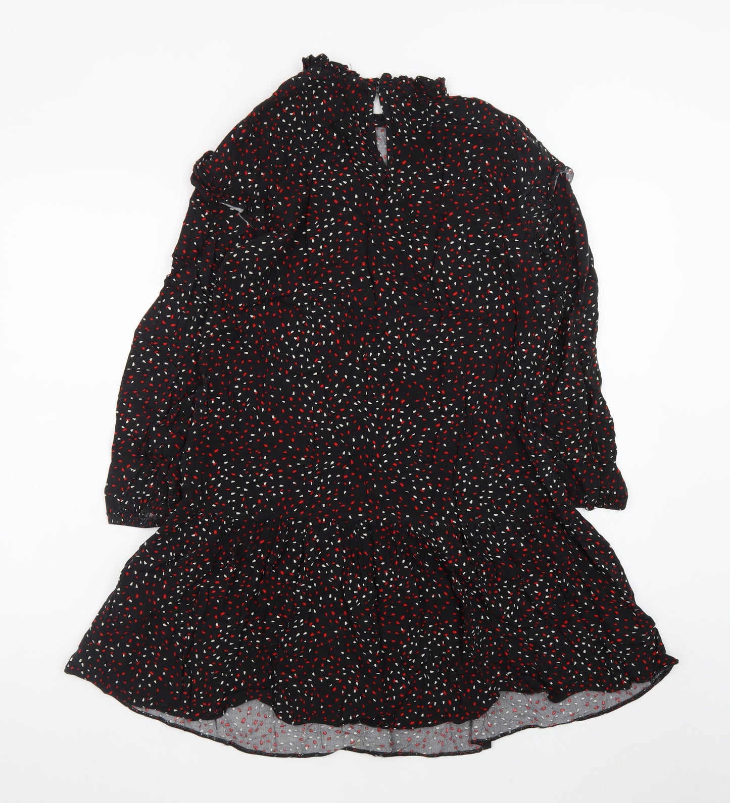New Look Women's Black Floral Ruffle Shift Dress Size 8