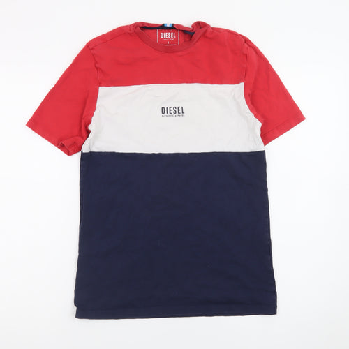 Diesel Men's Multicoloured Cotton Crew Neck Colourblock T-Shirt Size S