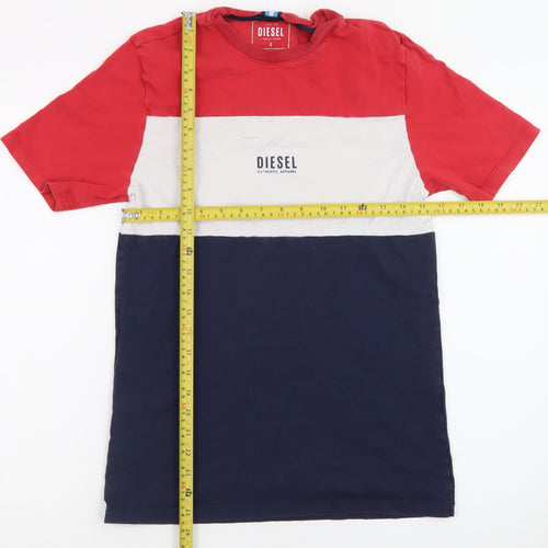 Diesel Men's Multicoloured Cotton Crew Neck Colourblock T-Shirt Size S