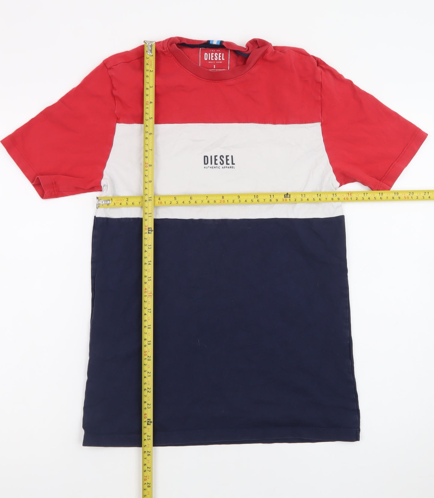Diesel Men's Multicoloured Cotton Crew Neck Colourblock T-Shirt Size S