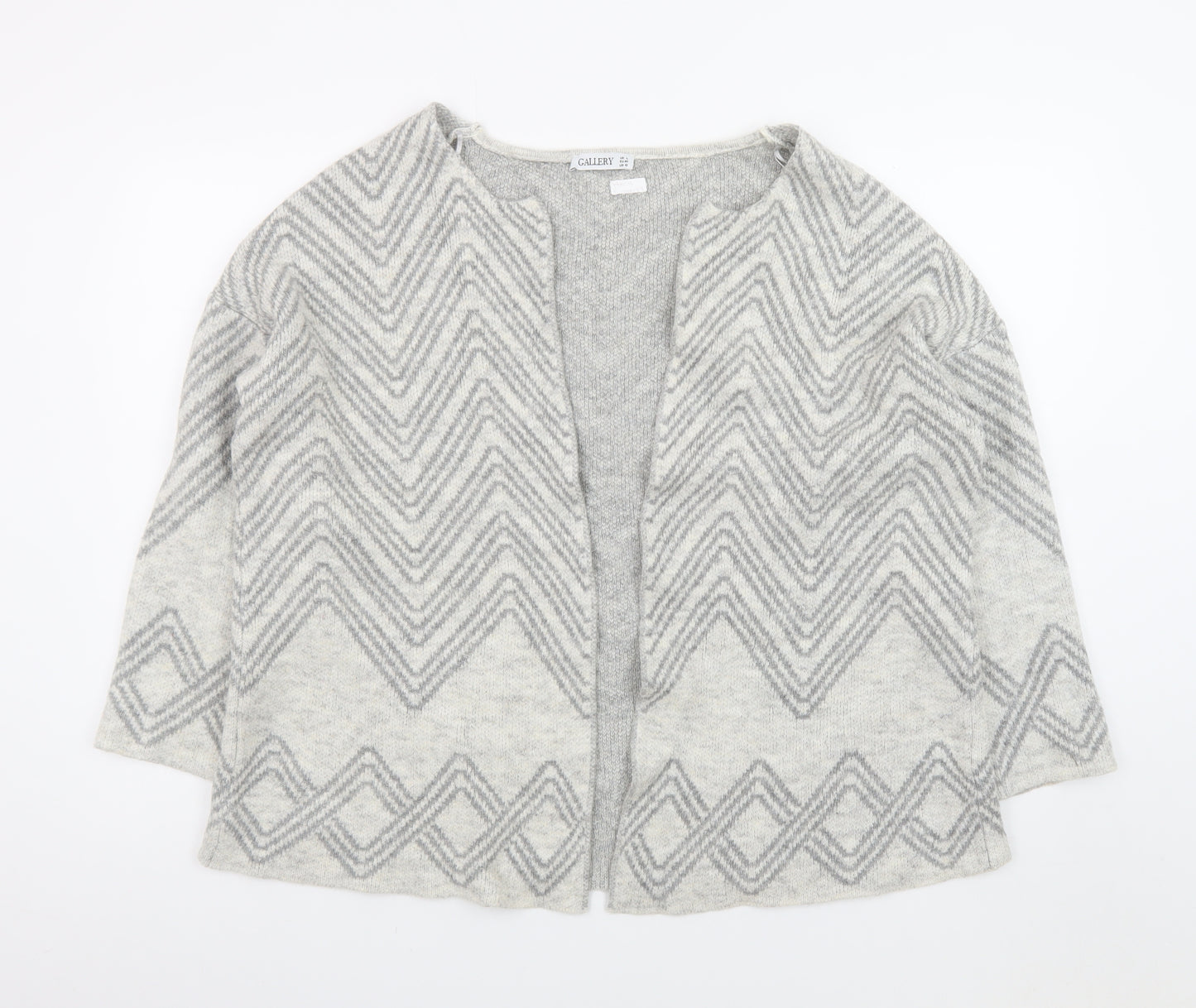 Gallery Women's Grey Large Knit Cardigan Jumper
