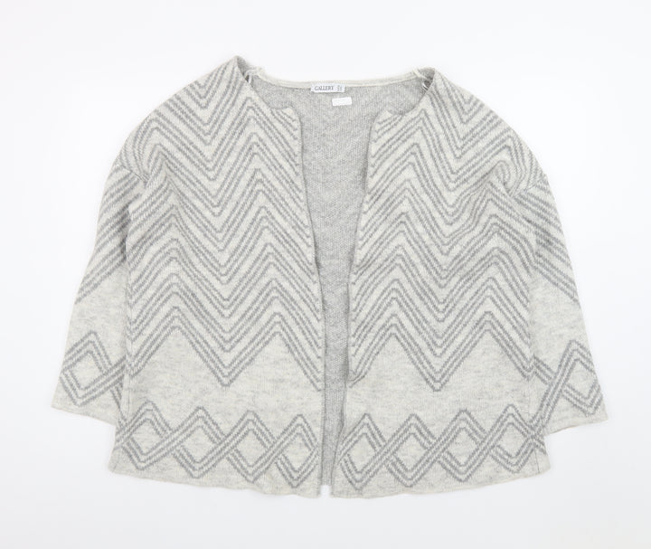 Gallery Women's Grey Large Knit Cardigan Jumper