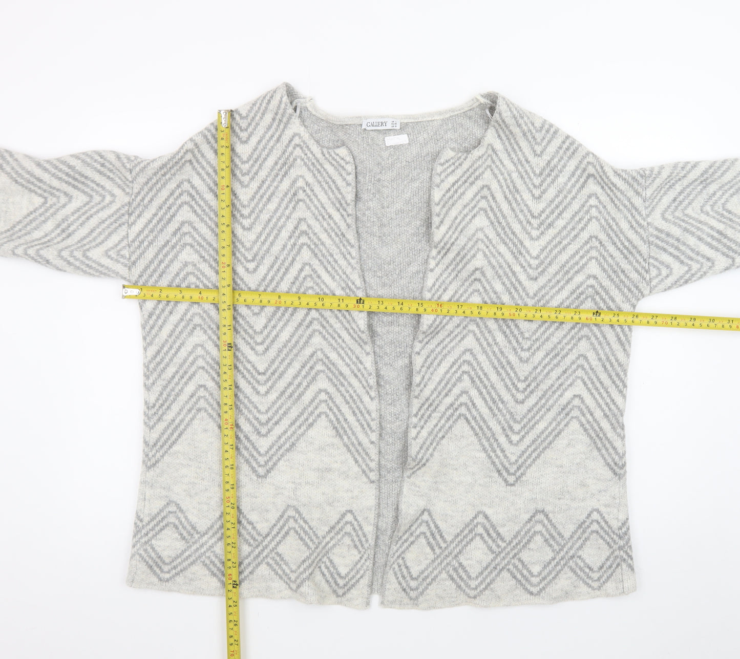 Gallery Women's Grey Large Knit Cardigan Jumper
