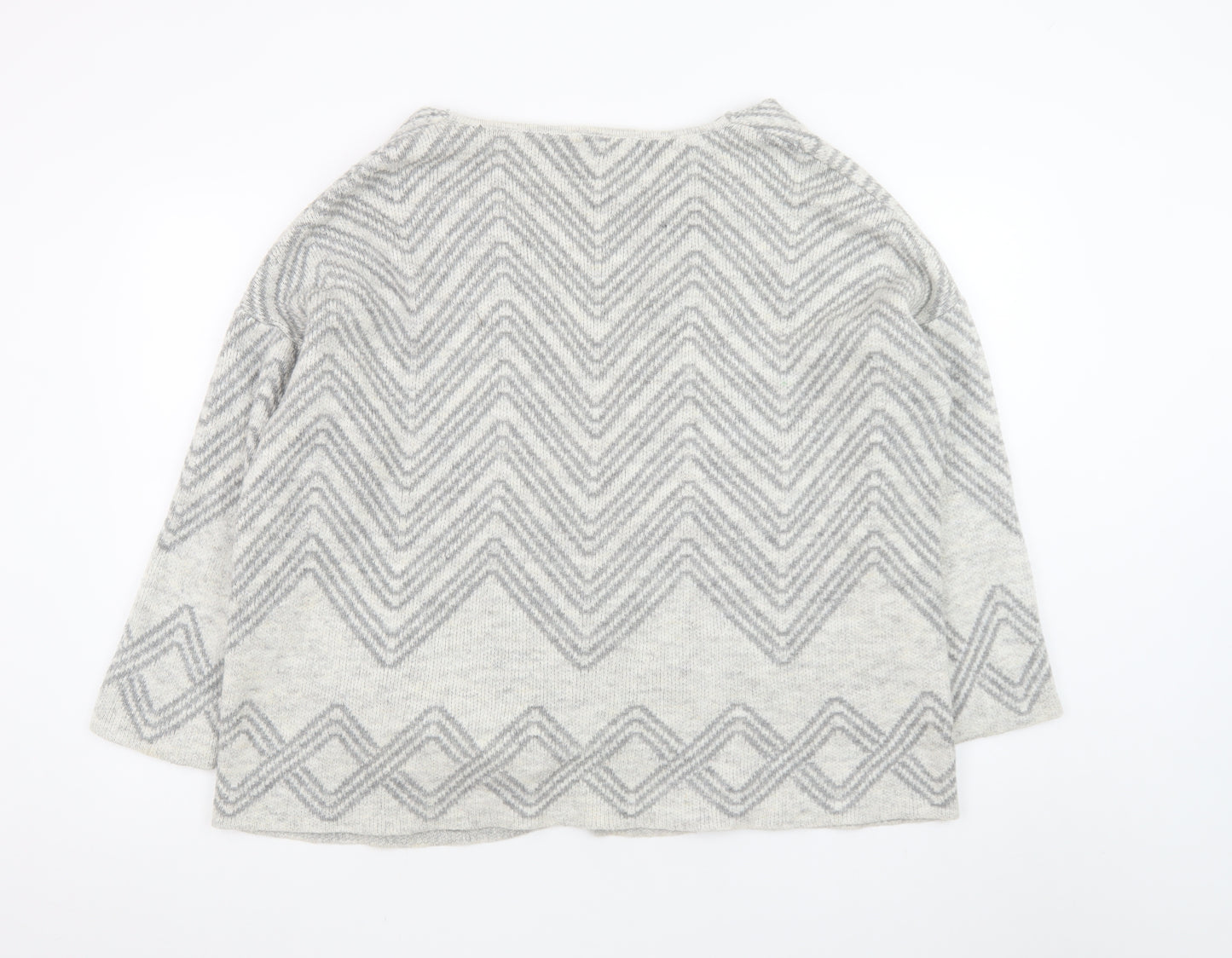 Gallery Women's Grey Large Knit Cardigan Jumper