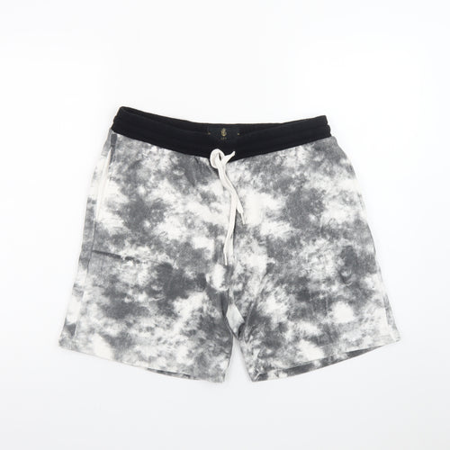 LCY London Men Grey Acid Wash Sweat Shorts L Regular Fit Casual