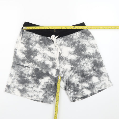 LCY London Men Grey Acid Wash Sweat Shorts L Regular Fit Casual
