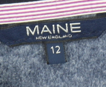 Maine New England Womens Blue 1/4 Zip Fleece Sweatshirt Size 12