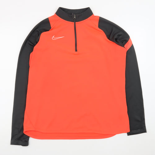 Nike Men's Orange Black Dri-Fit 1/4 Zip Athletic Track Jacket Size L