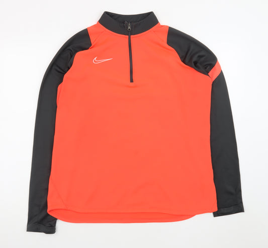 Nike Men's Orange Black Dri-Fit 1/4 Zip Athletic Track Jacket Size L