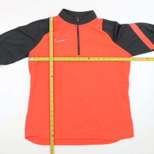 Nike Men's Orange Black Dri-Fit 1/4 Zip Athletic Track Jacket Size L