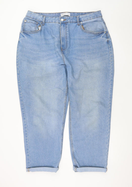 Primark Women’s Blue Mom Jeans Size 20 Light Wash High Rise Denim