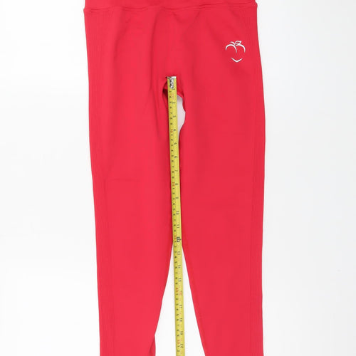 Peach Women's Red Seamless High Rise Ankle Leggings Size M