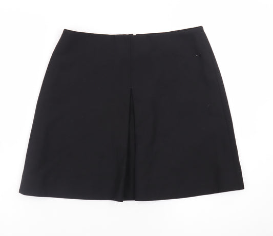 COS Women Black Wool Blend A-Line Knee Length Skirt Size 10