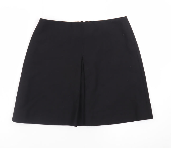COS Women Black Wool Blend A-Line Knee Length Skirt Size 10