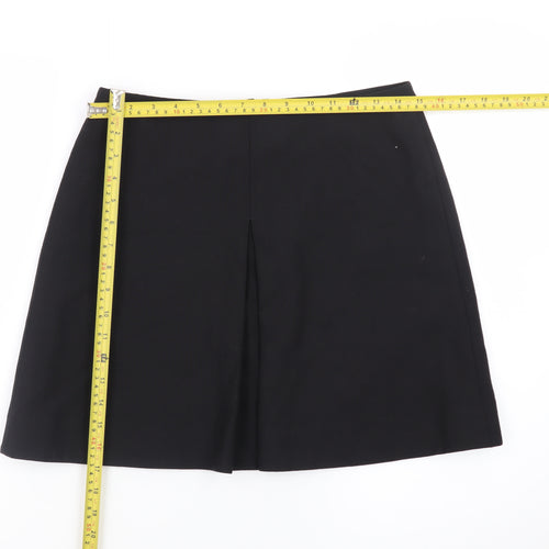COS Women Black Wool Blend A-Line Knee Length Skirt Size 10
