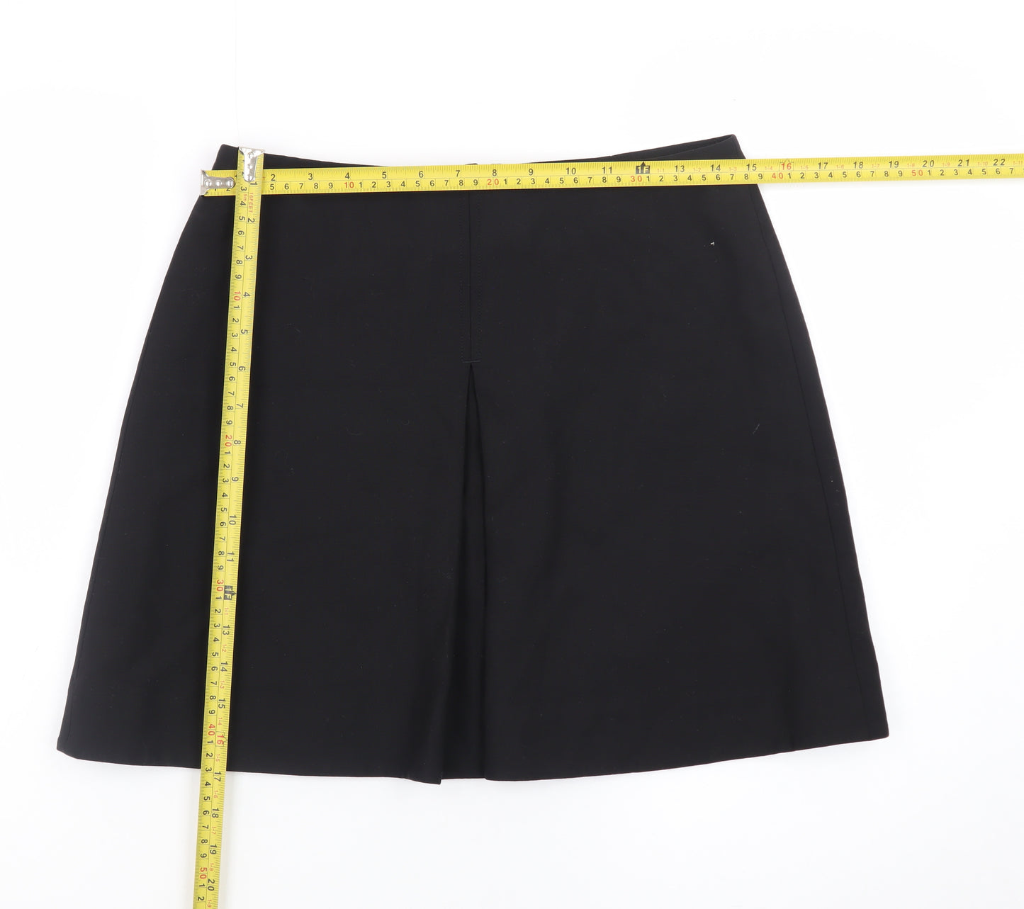 COS Women Black Wool Blend A-Line Knee Length Skirt Size 10