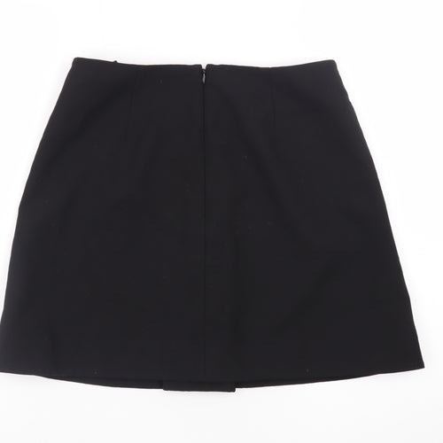 COS Women Black Wool Blend A-Line Knee Length Skirt Size 10
