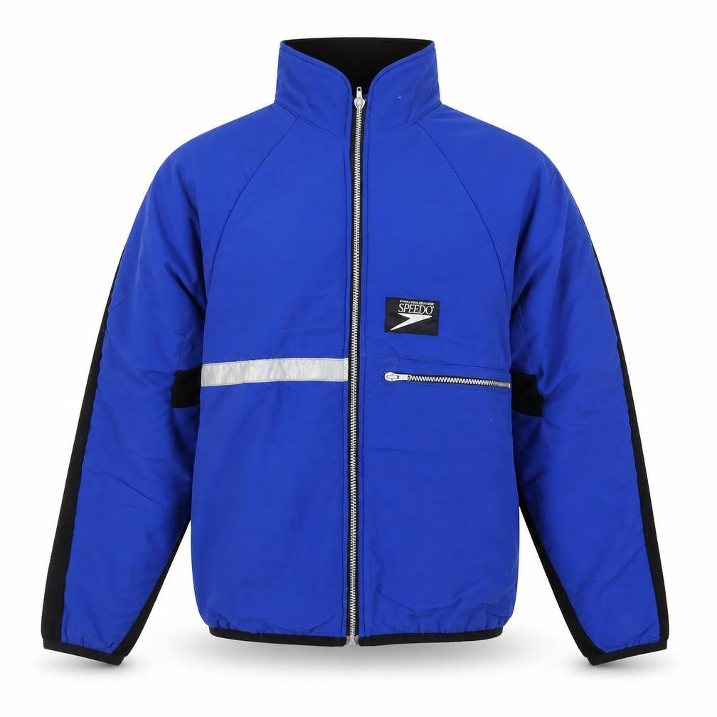 Front view of Speedo Men Blue M Windbreaker Jacket Reflective Full Zip Sportswear