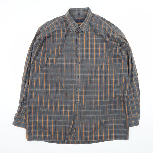 Lorenzo Calvino Men’s Blue Check Button-Down Long Sleeve Shirt XL