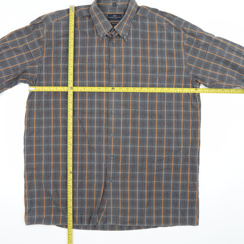 Lorenzo Calvino Men’s Blue Check Button-Down Long Sleeve Shirt XL