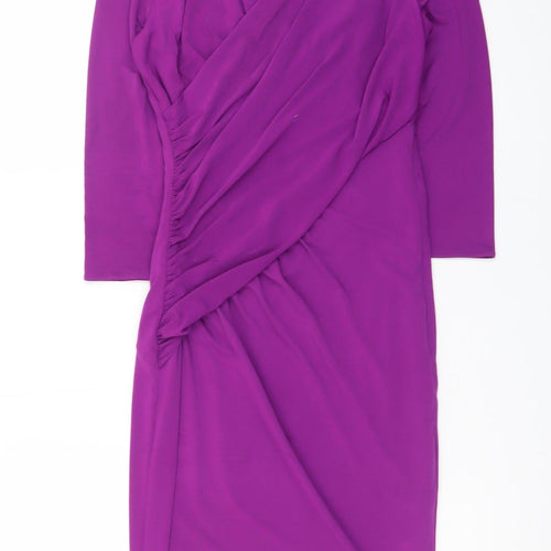 Coast Women Purple Size 8 Wrap Dress 3/4 Sleeve Knee Length