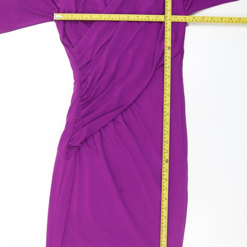 Coast Women Purple Size 8 Wrap Dress 3/4 Sleeve Knee Length
