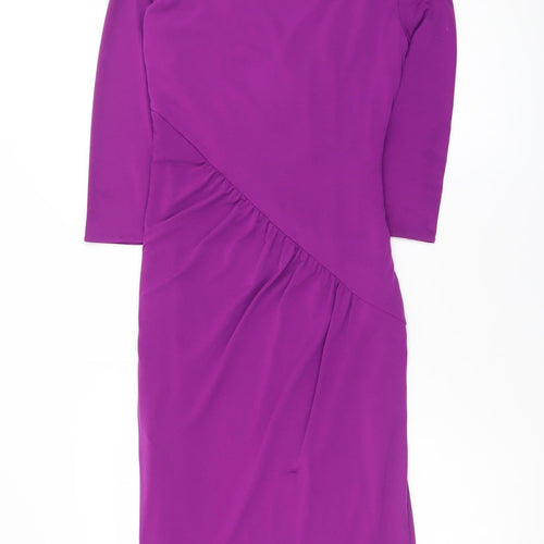 Coast Women Purple Size 8 Wrap Dress 3/4 Sleeve Knee Length