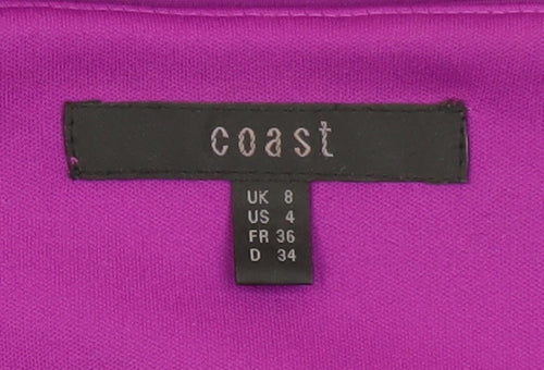 Coast Women Purple Size 8 Wrap Dress 3/4 Sleeve Knee Length