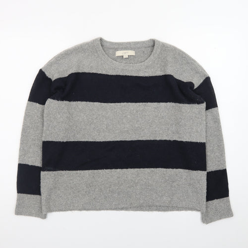 Ann Taylor Loft Women's Grey Navy Striped Wool Blend Jumper M