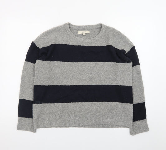 Ann Taylor Loft Women's Grey Navy Striped Wool Blend Jumper M