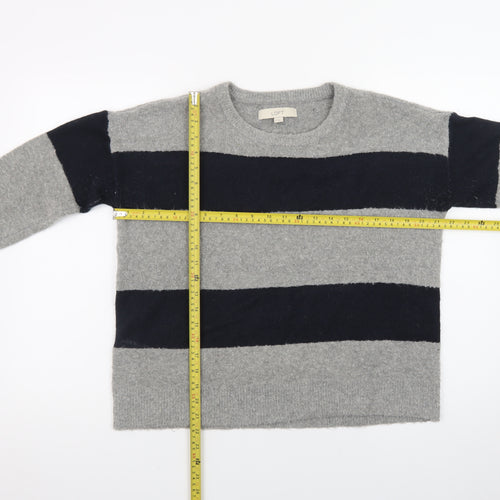 Ann Taylor Loft Women's Grey Navy Striped Wool Blend Jumper M